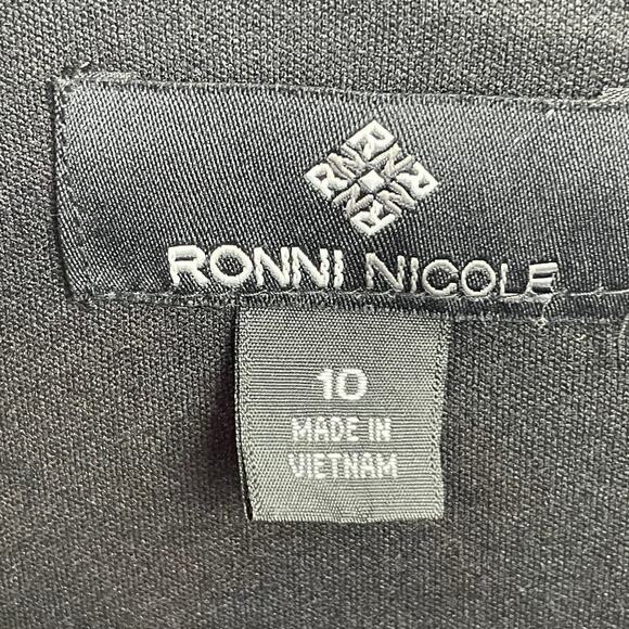 Ronni Nicole Dress 10 Black Floral Ruched Shift Knee Length Cowl Neck - Picture 6 of 7